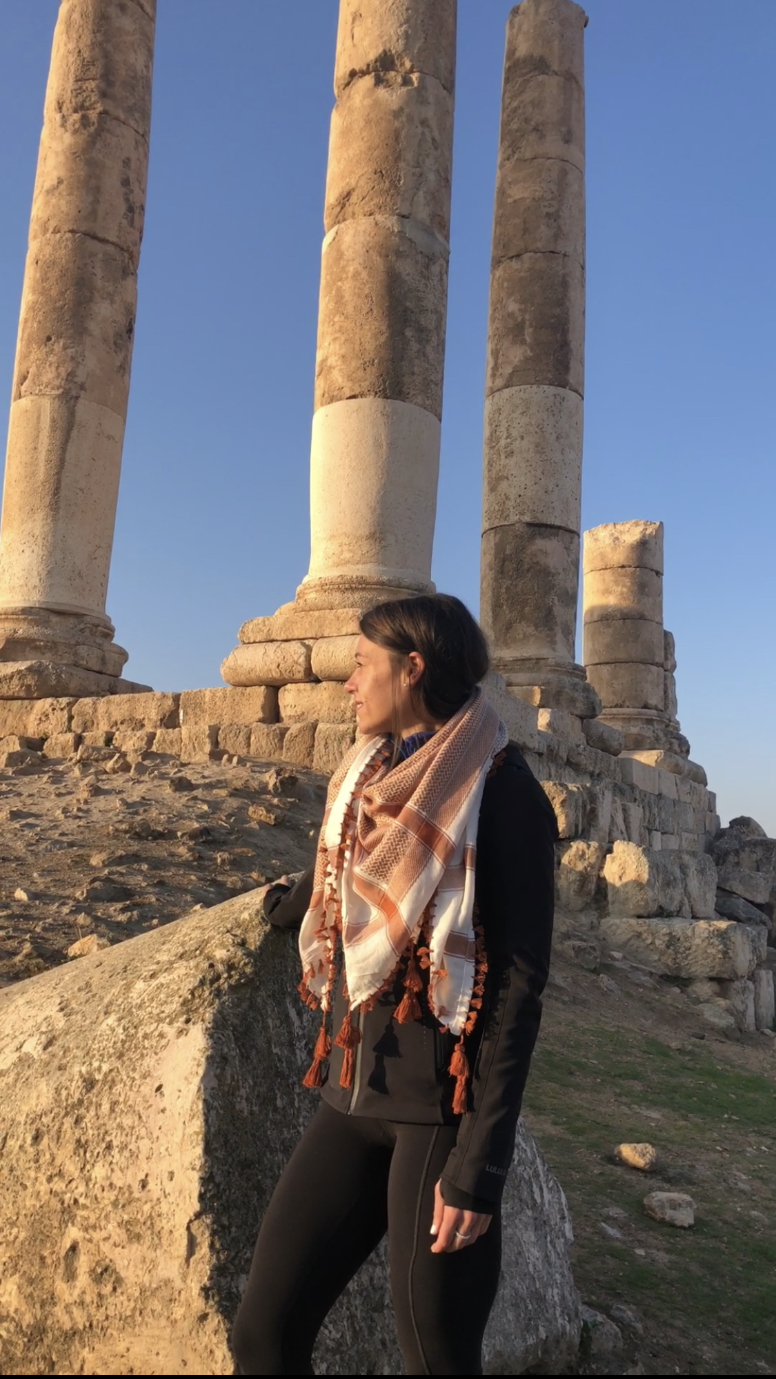 In front of what remains of the Temple of Hercules at the Amman Citadel