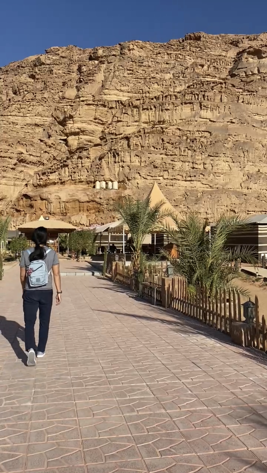 Walking up main pathway to check-in